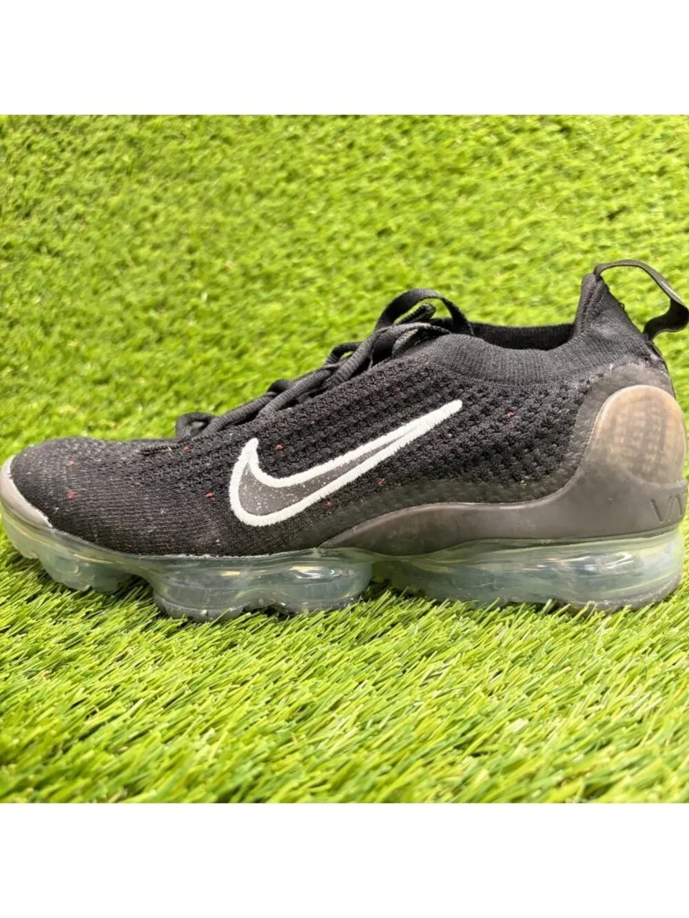 Nike Air VaporMax 2021 Flyknit Womens Size 6.5 Black Running Shoes Sneakers